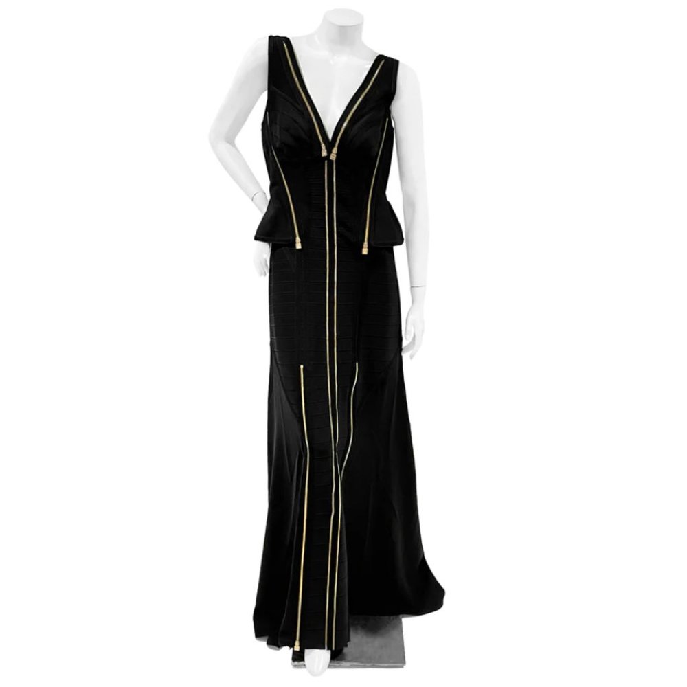 🖤Herve Leger🖤Black Zipper Adaire Evening Gown